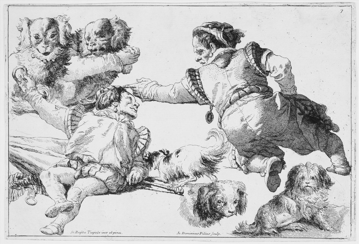 Studier av dvärgar och hundar, ca. 1753. av Giovanni Domenico Tiepolo