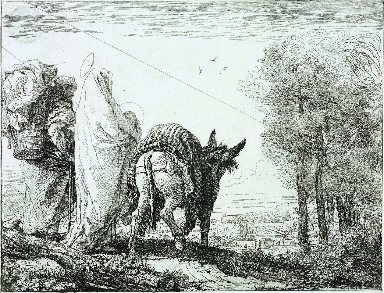 Flykten till Egypten av Giovanni Domenico Tiepolo