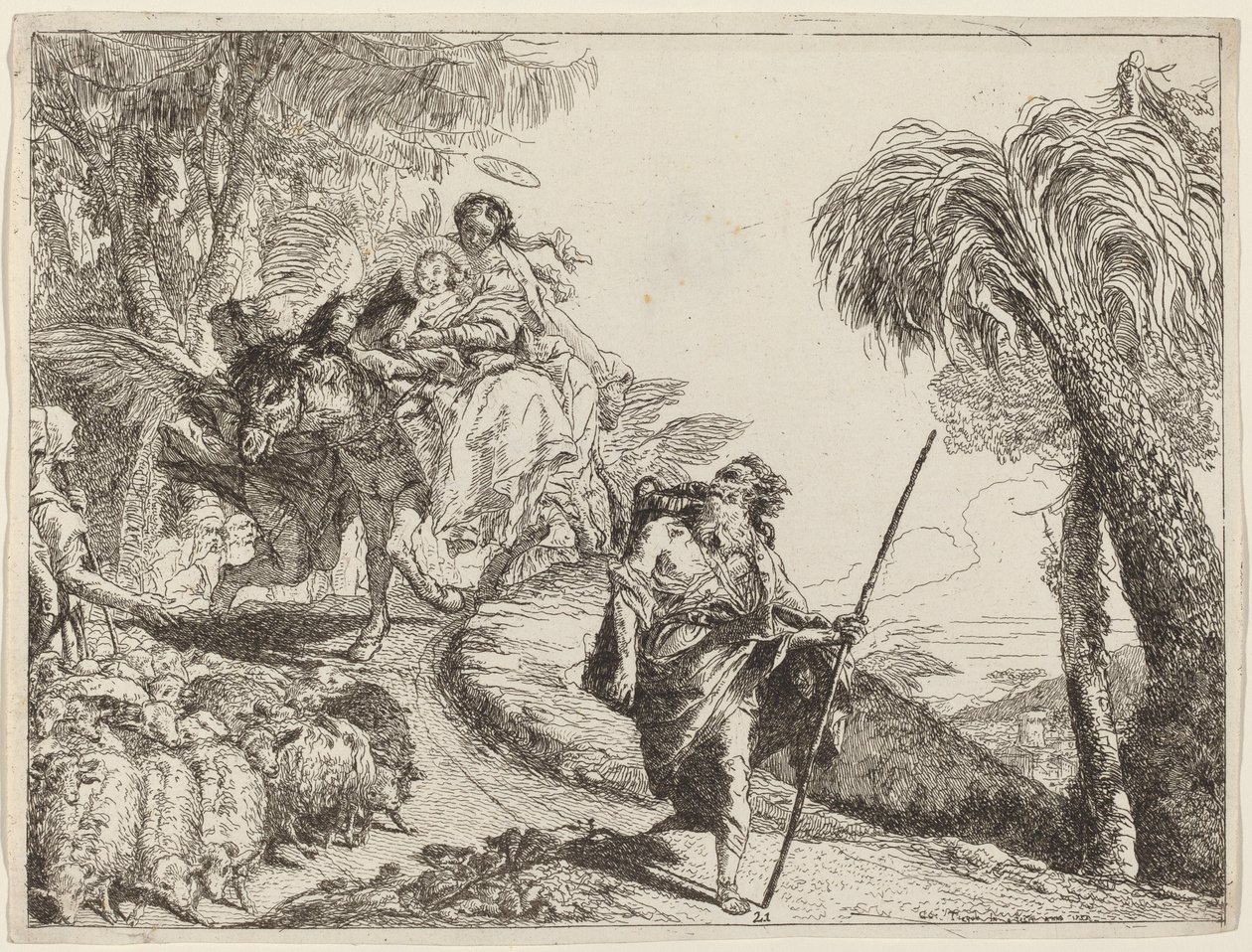 Flygningen med Joseph i förgrunden av Giovanni Domenico Tiepolo
