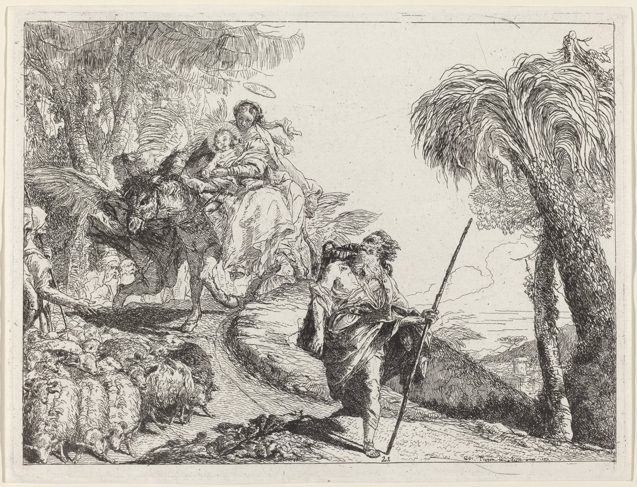 Flygningen med Joseph i förgrunden av Giovanni Domenico Tiepolo