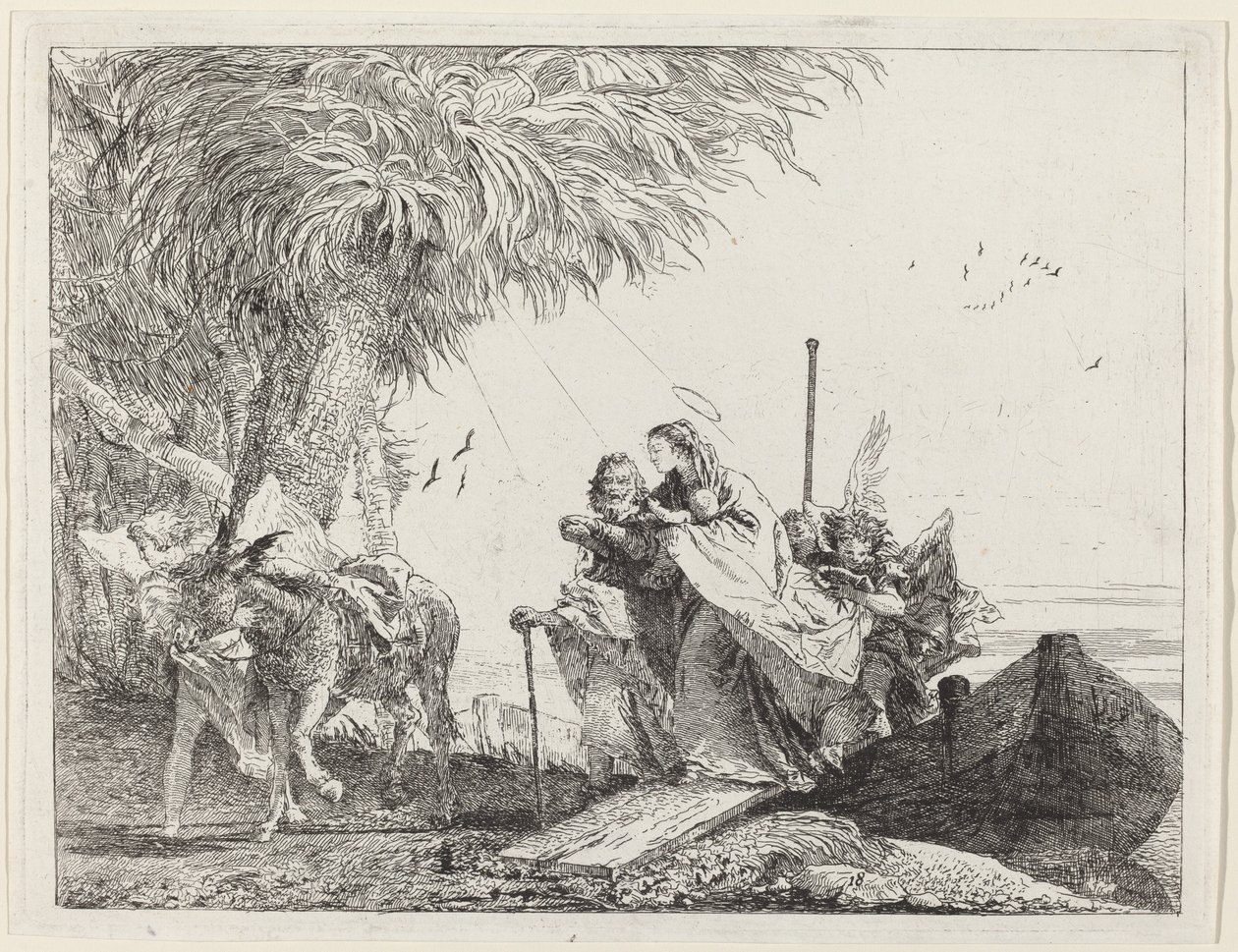 Den heliga familjen går i land av Giovanni Domenico Tiepolo