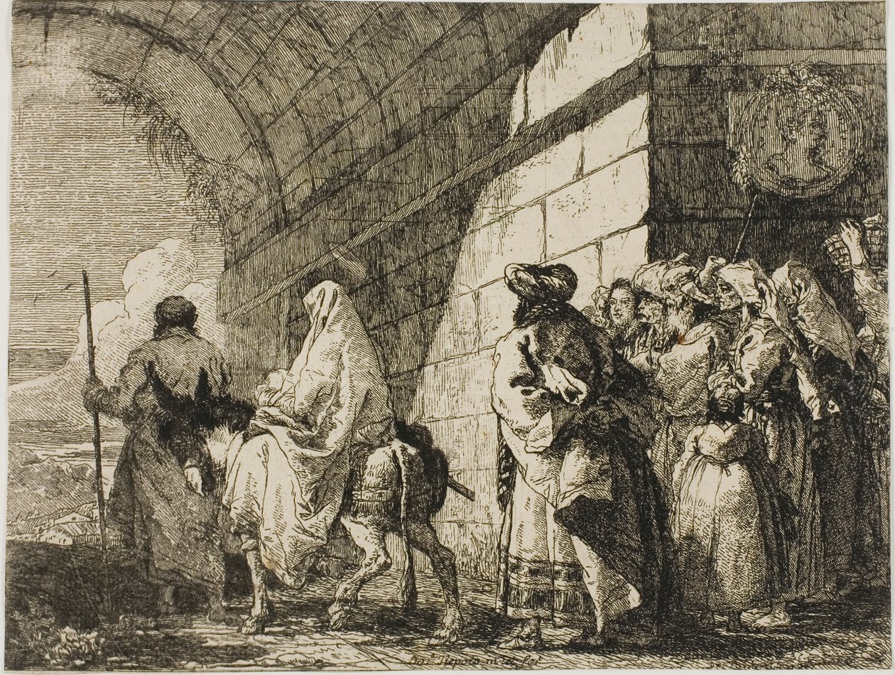 The Holy Family Leaving by a City Gate, skylt sju från The Flight into Egypt av Giovanni Domenico Tiepolo