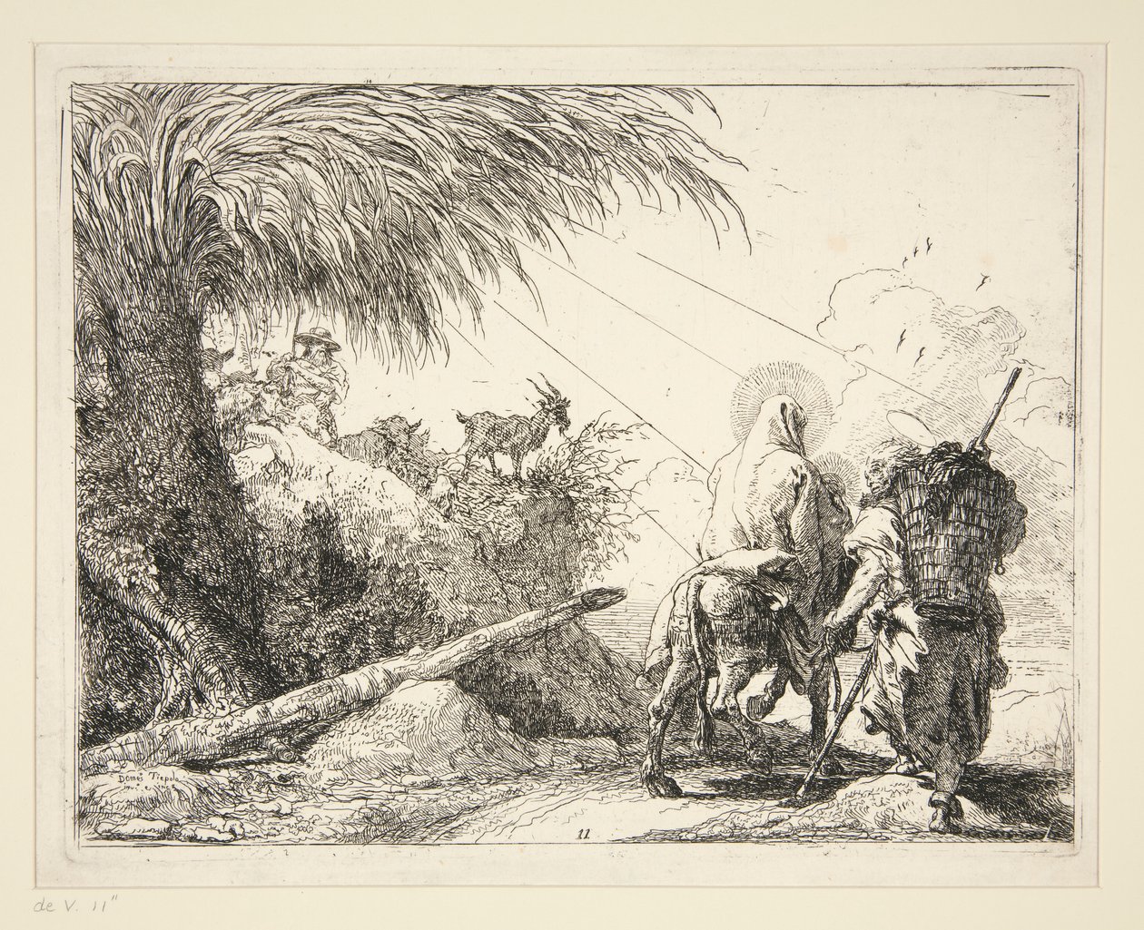 The Holy Family on a Rocky Path, från serien Idee pittoresche sulla fuga in Egitto (Flight into Egypt) av Giovanni Domenico Tiepolo