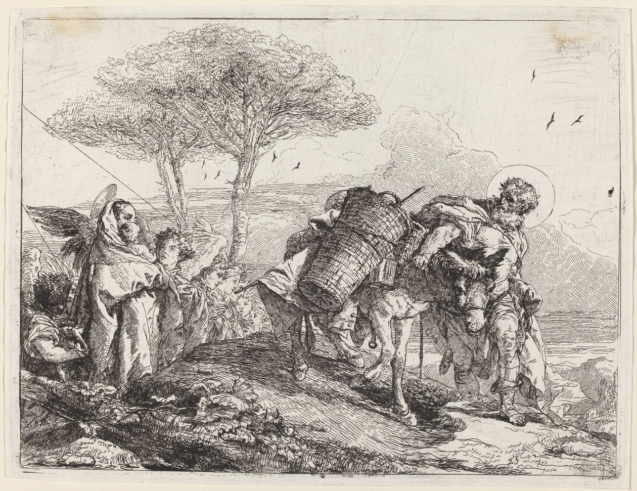 Madonnan och barnet till vänster, med en fil av änglar av Giovanni Domenico Tiepolo