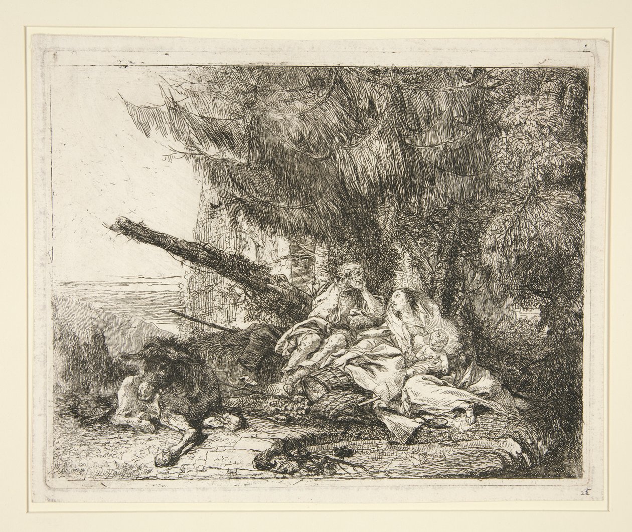 The Rest on the Flight into Egypt, från serien Idee pittoresche sopra la fuga in Egitto (Flight into Egypt) av Giovanni Domenico Tiepolo