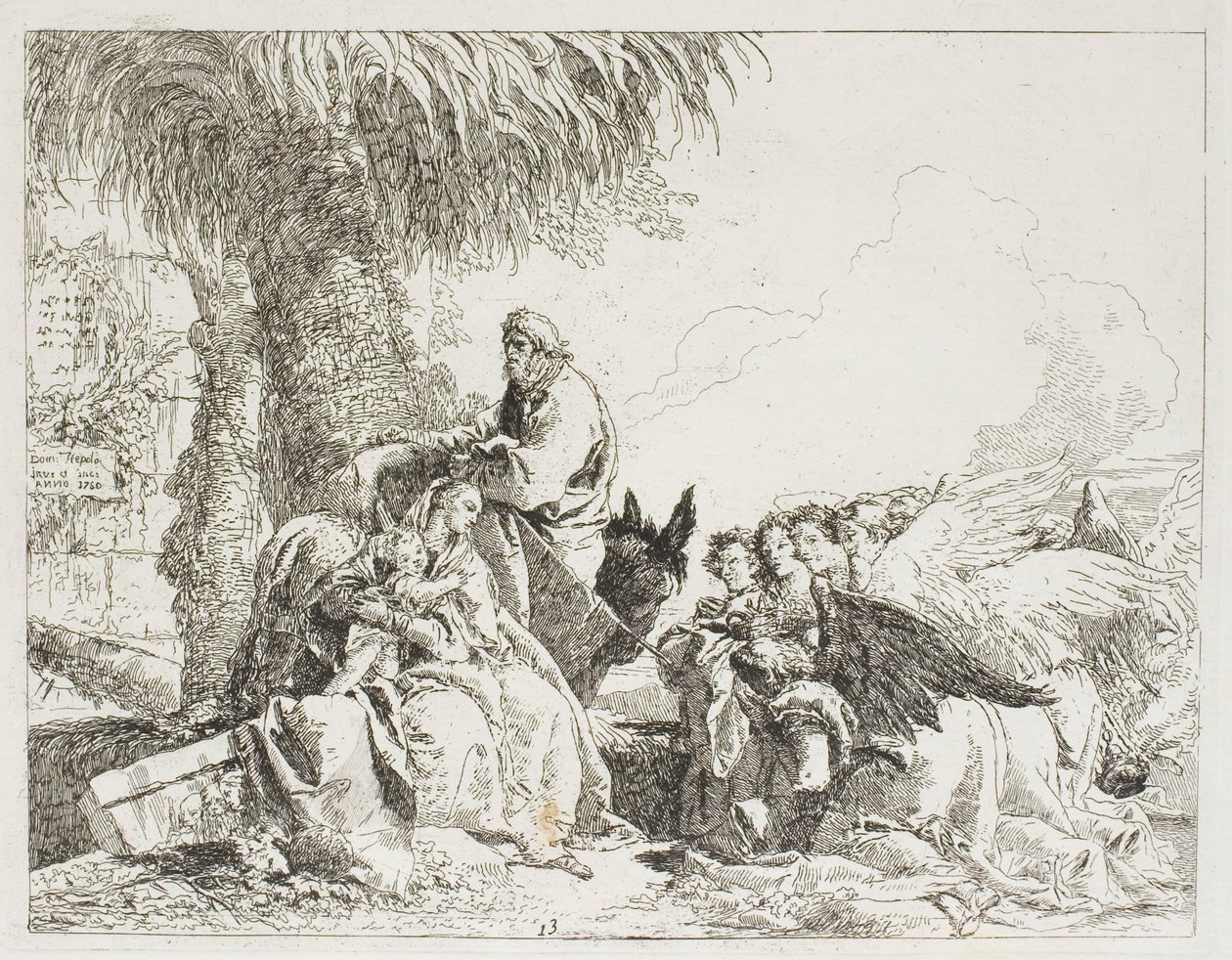 The Rest on the Flight, skylt tretton från The Rest on the Flight av Giovanni Domenico Tiepolo