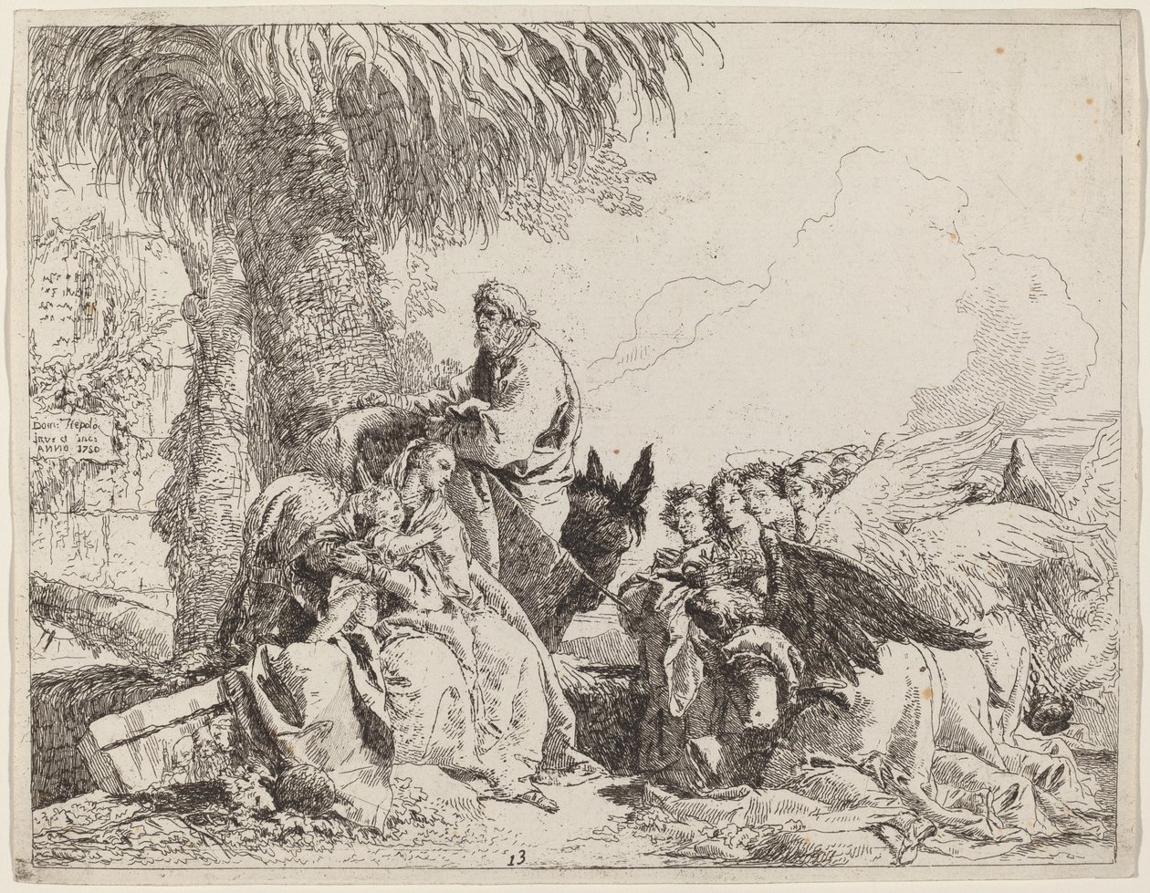 Resten på flyget, med Adoring Angels av Giovanni Domenico Tiepolo