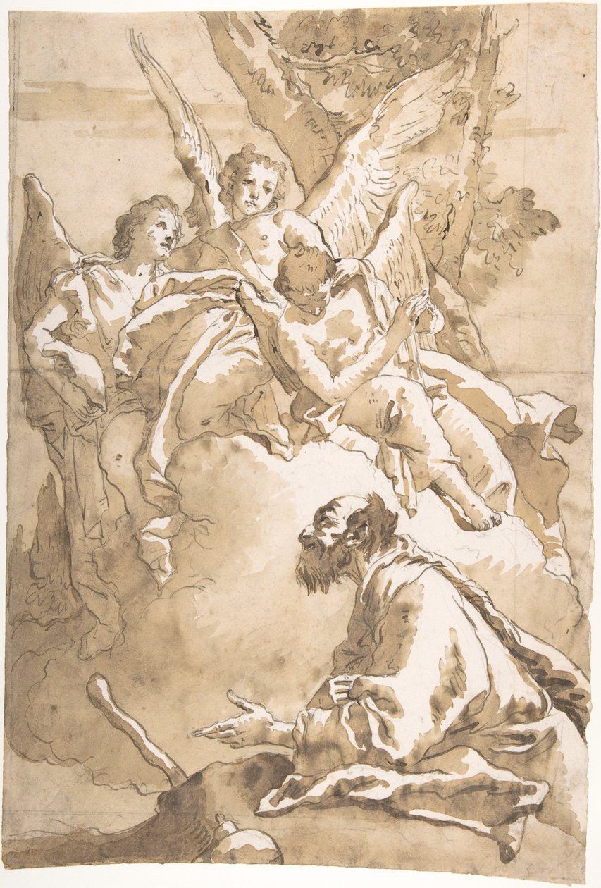 De tre änglarna som uppenbarade sig för Abraham vid ekarna i Mamre av Giovanni Domenico Tiepolo