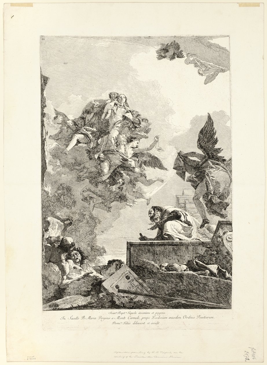 Jungfrun som visas för St. Simon Stock av Giovanni Domenico Tiepolo