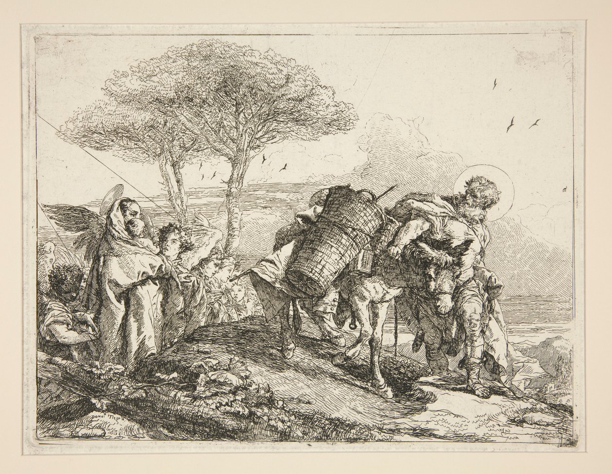 The Virgin, Holding the Child, från serien Idee pittoresche sopra la fuga in Egitto (Flight into Egypt) av Giovanni Domenico Tiepolo