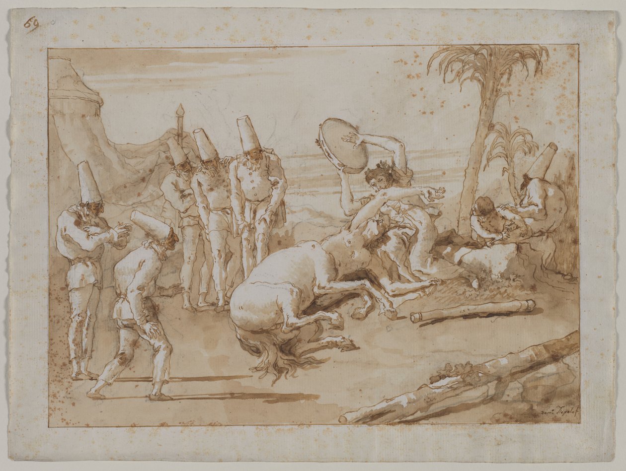 Kvinnan med en tamburin av Giovanni Domenico Tiepolo