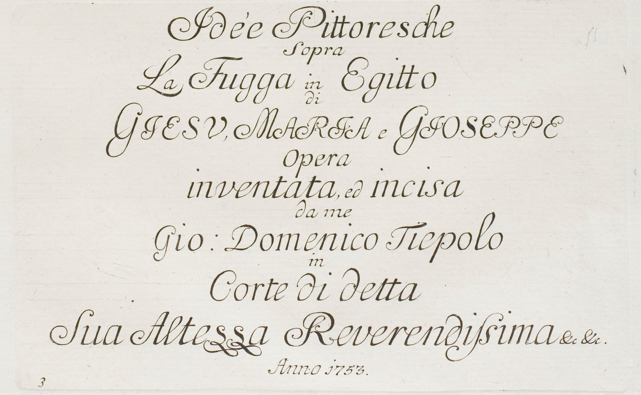Titelsida till Flykten till Egypten av Giovanni Domenico Tiepolo