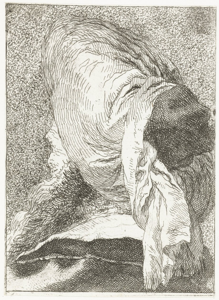 Turkisk man med huvudet bortvänt och bär turban Samling av huvuden (serietitel) Raccolta di Teste (serietitel) av Giovanni Domenico Tiepolo