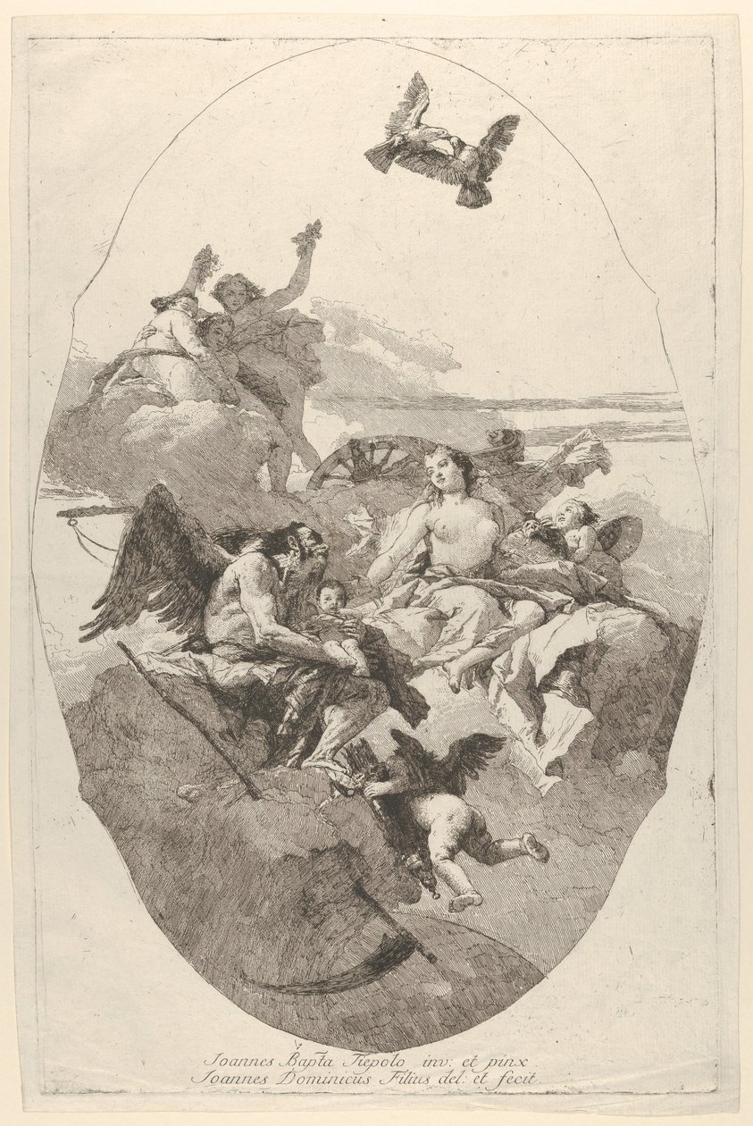 Venus anförtror Amor till tiden, 1758-80. av Giovanni Domenico Tiepolo