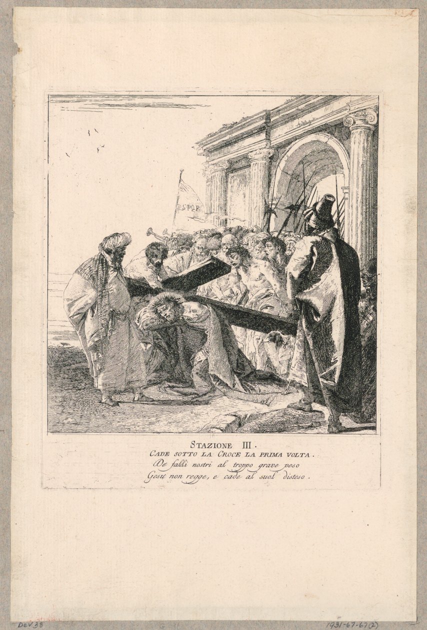 Via crucis - Station III, han faller under korset första gången av Giovanni Domenico Tiepolo
