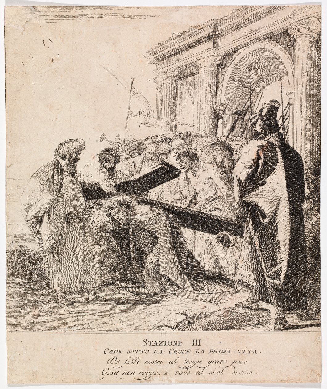 Via crucis - Station III. Jesus faller för första gången av Giovanni Domenico Tiepolo