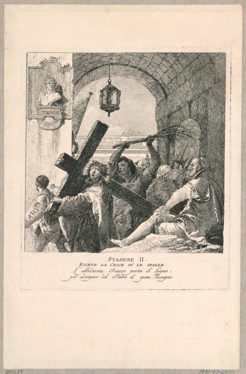Via crucis - Station II, tar han korset på sina axlar av Giovanni Domenico Tiepolo