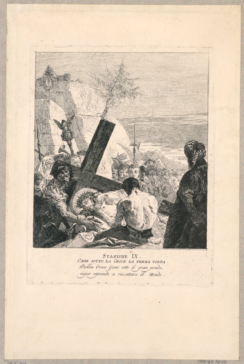 Via crucis - Station IX, han faller under korset tredje gången av Giovanni Domenico Tiepolo