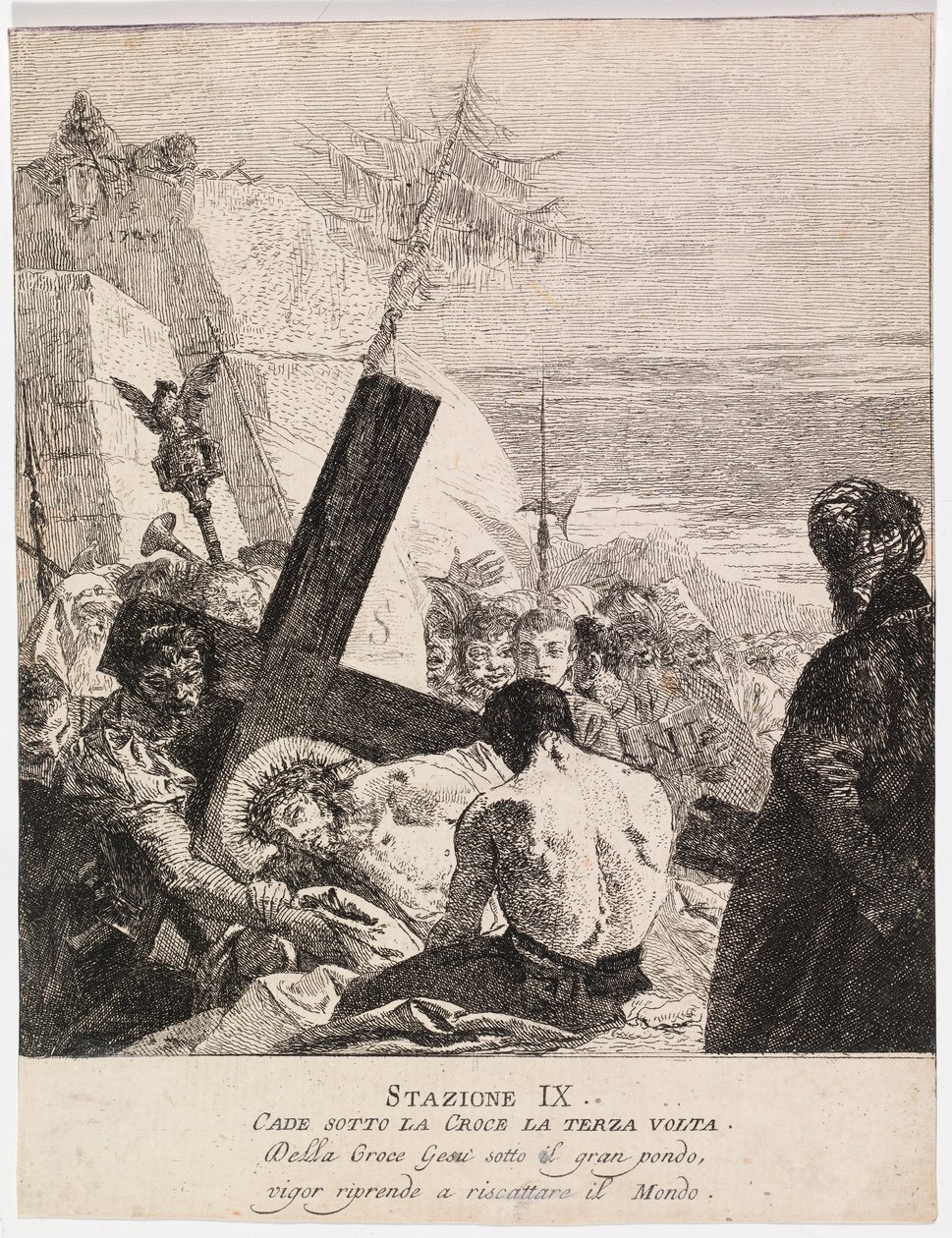 Via crucis - Station IX. Jesus faller för tredje gången av Giovanni Domenico Tiepolo