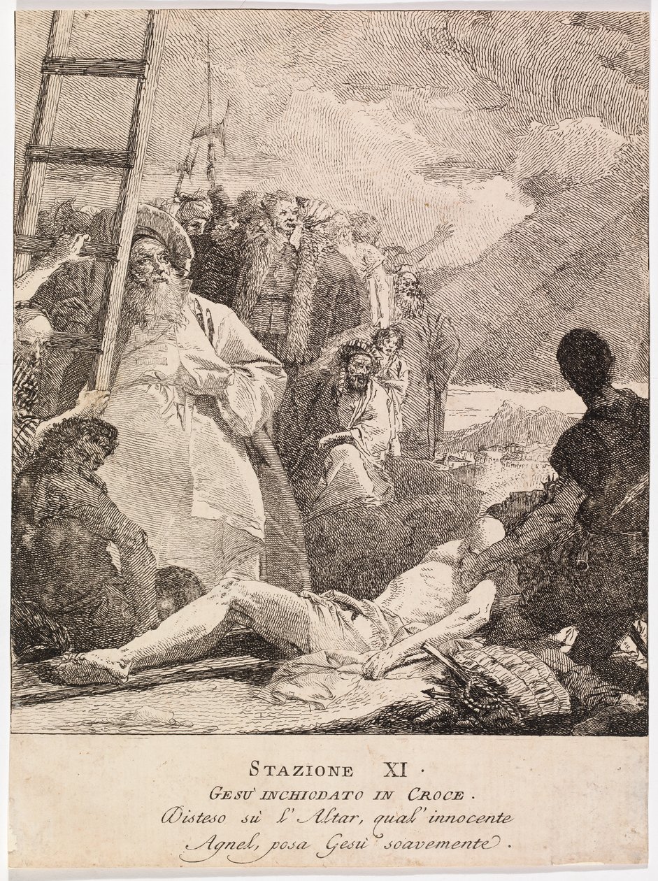 Via crucis - Station XI. Jesus är fastspikad på korset av Giovanni Domenico Tiepolo
