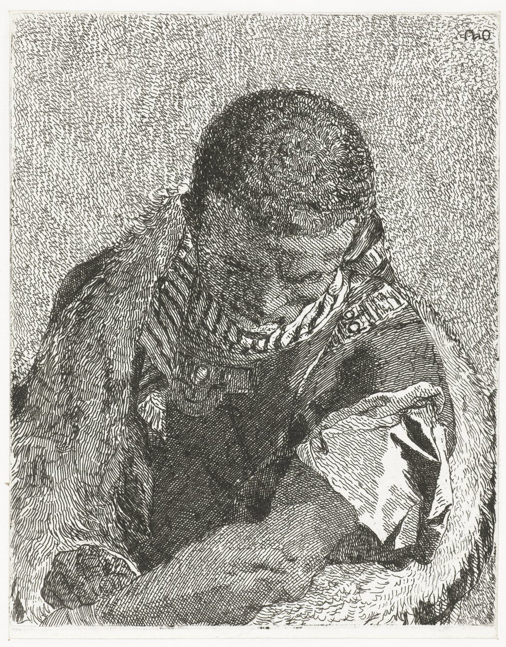 Svart pojke med böjt huvud Samling av huvuden (serietitel) Raccolta di Teste (serietitel) av Giovanni Domenico Tiepolo