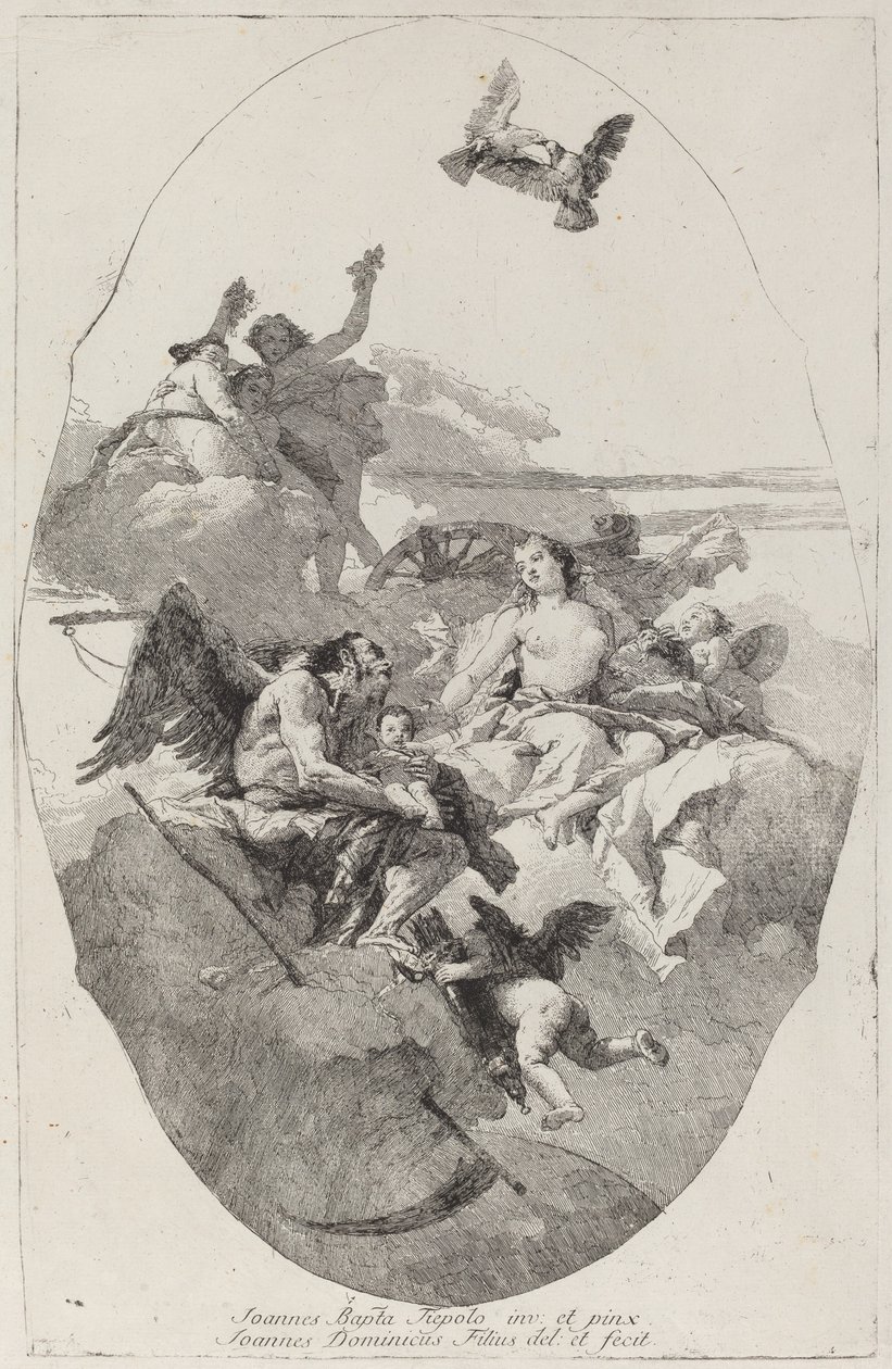Venus anförtror Amor till tiden av Giovanni Domenico Tiepolo after Giovanni Battista Tiepolo