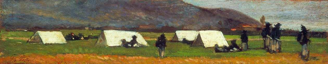 Bersaglieri-lägret, ca 1860 (olja på pannå) av Giovanni Fattori
