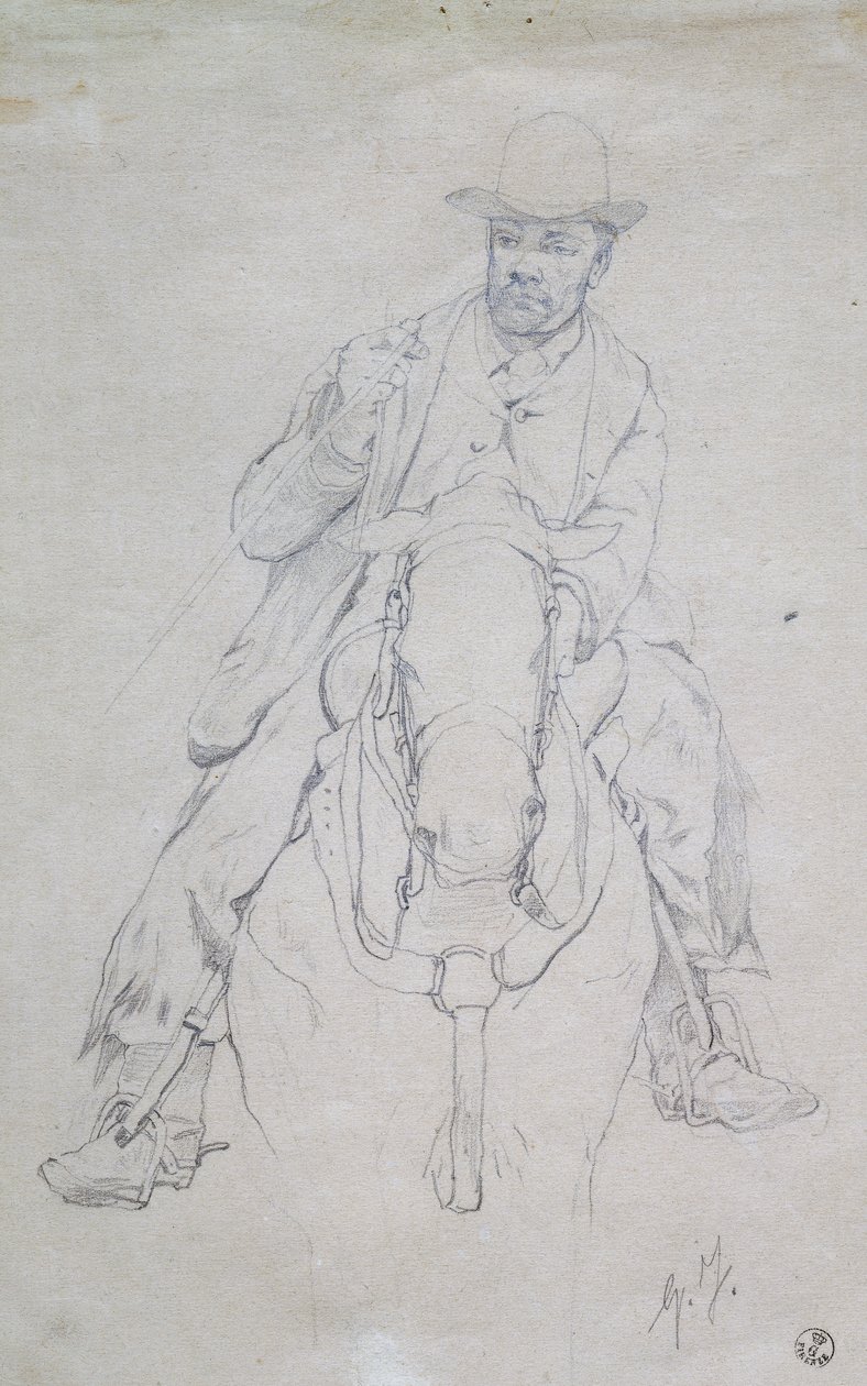 Buttero till häst (toskansk cowboy) av Giovanni Fattori