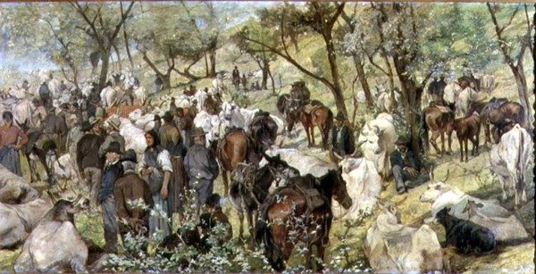 Boskapsmarknad i Maremma av Giovanni Fattori