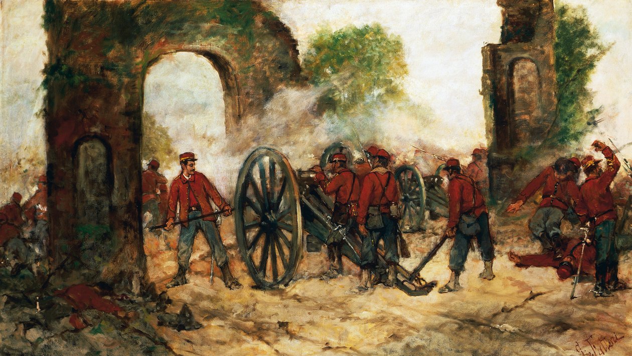 Försvar av Porta Capuana eller slaget vid Volturno av Giovanni Fattori