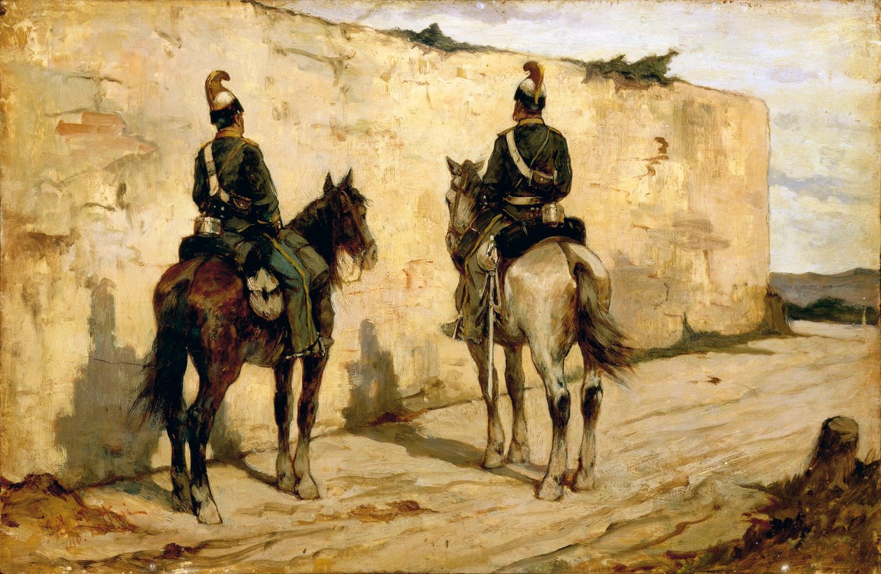Italien, Biella, målning av lätta kavallerier av Giovanni Fattori