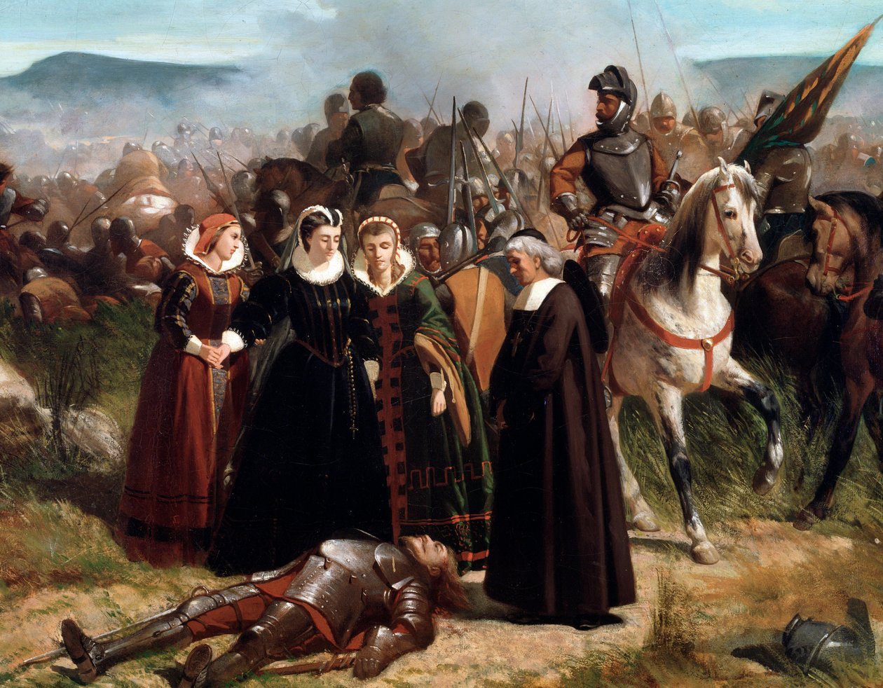 Mary Queen of Scots, vid slaget vid Langside, utkämpade den 13 maj 1568. detalj - Målning av Giovanni Fattori