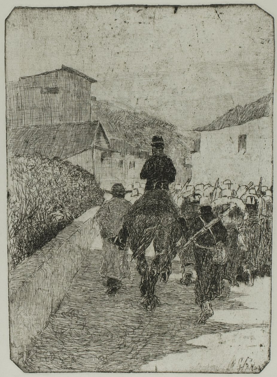 Militär strandpromenad av Giovanni Fattori