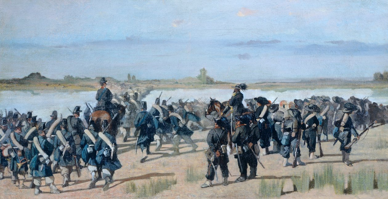 Passing Mincio River, av Giovanni Fattori (1825-1908) av Giovanni Fattori