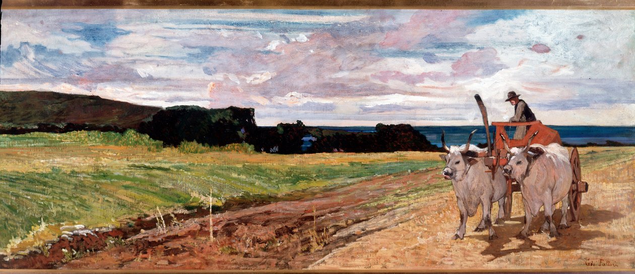 Plog och oxar - Målning av Giovanni Fattori