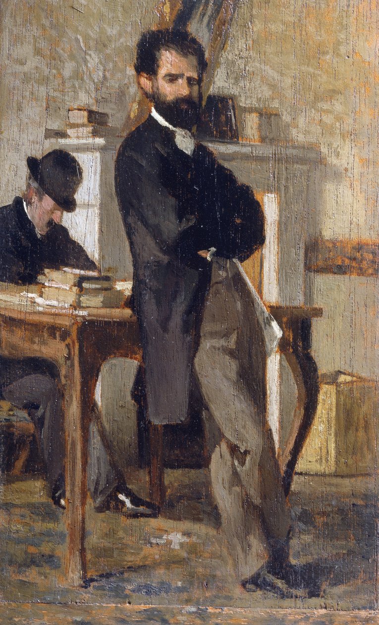 Porträtt av advokat Bongiovanni, av Giovanni Fattori (1825-1908), olja på duk, 24x14,4 cm av Giovanni Fattori