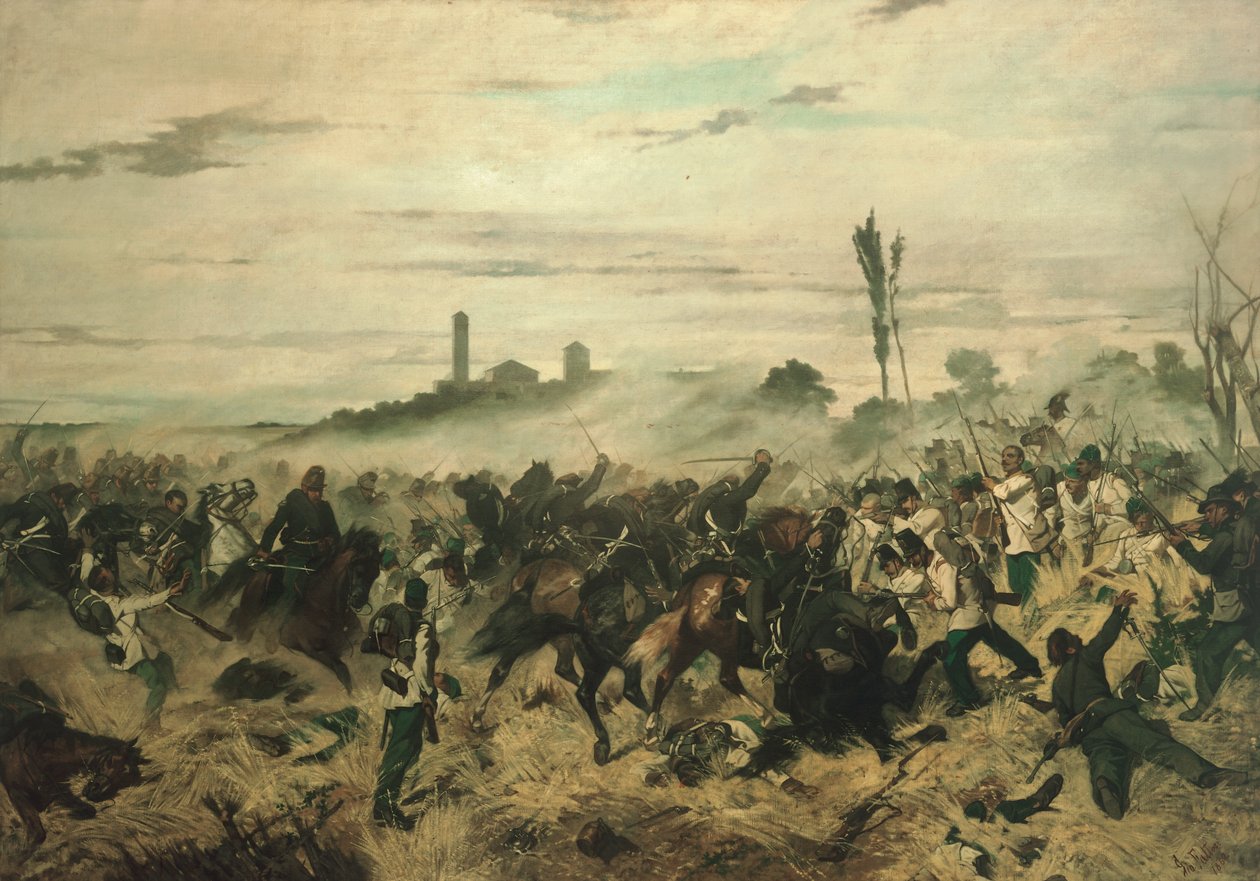 Slaget vid Montebello av Giovanni Fattori