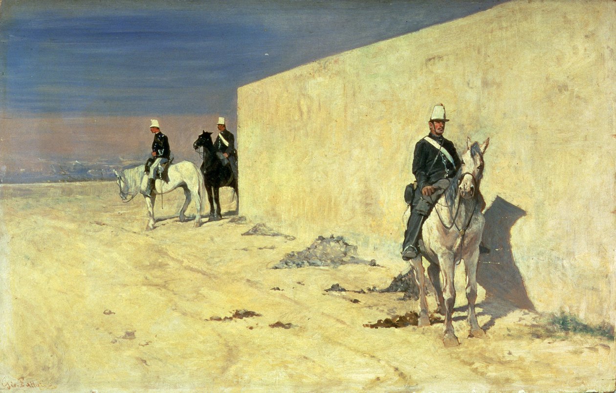 The Watch (The White Wall), c.1871 (panel) av Giovanni Fattori
