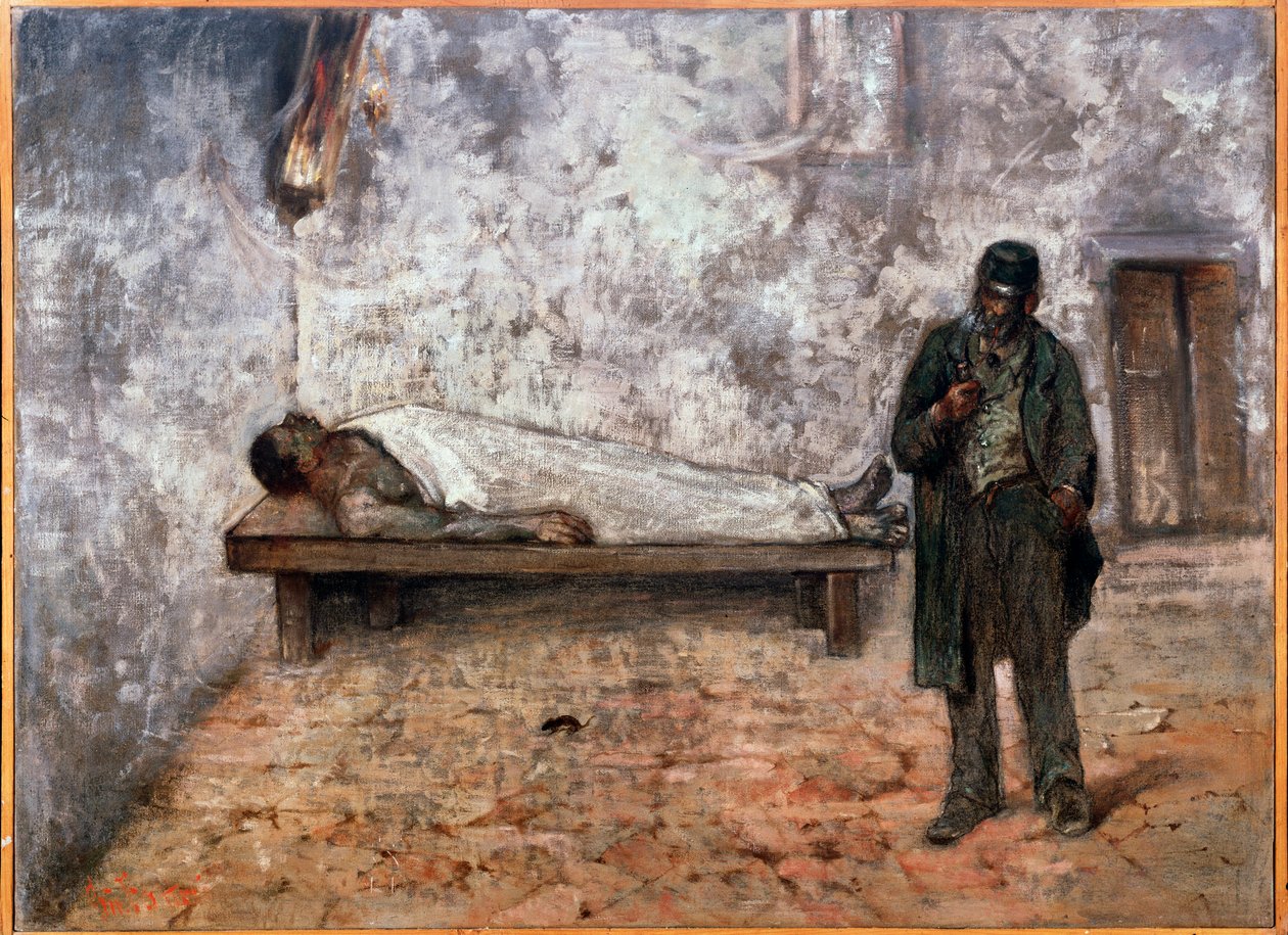 Bårhuset eller den likgiltiga - Målning av Giovanni Fattori