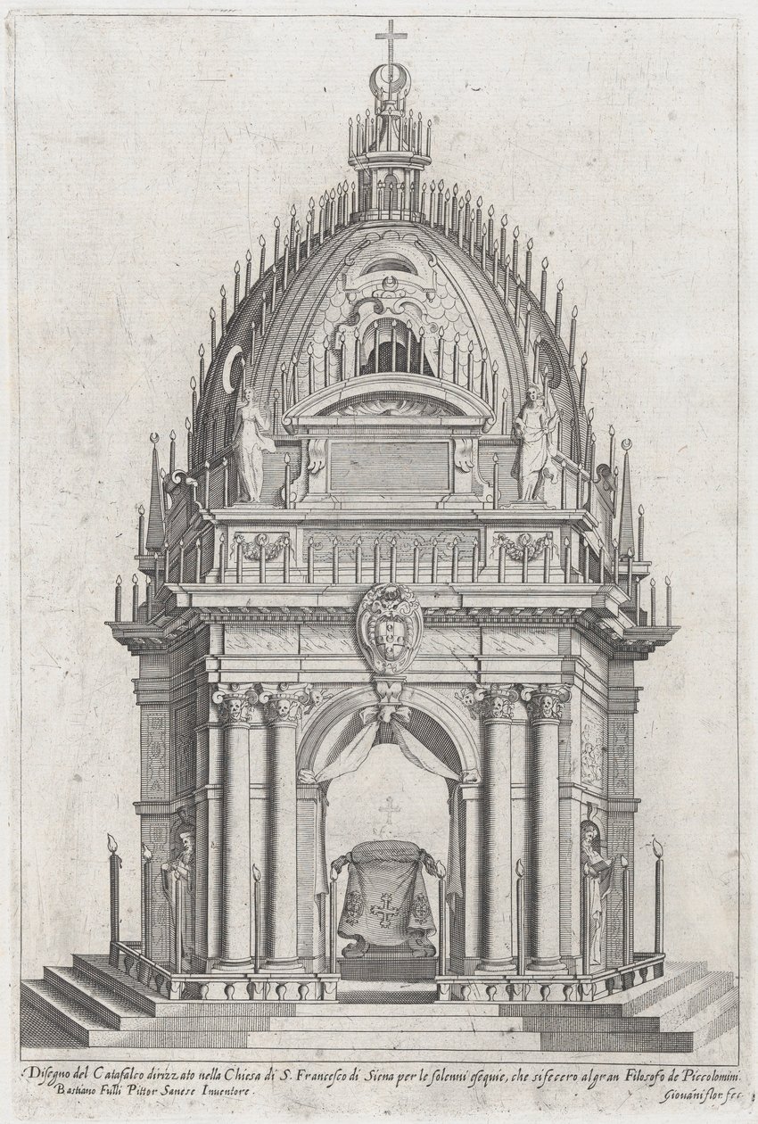 Design av katafalken för Francesco Piccolomini, 1607. av Giovanni Florimi