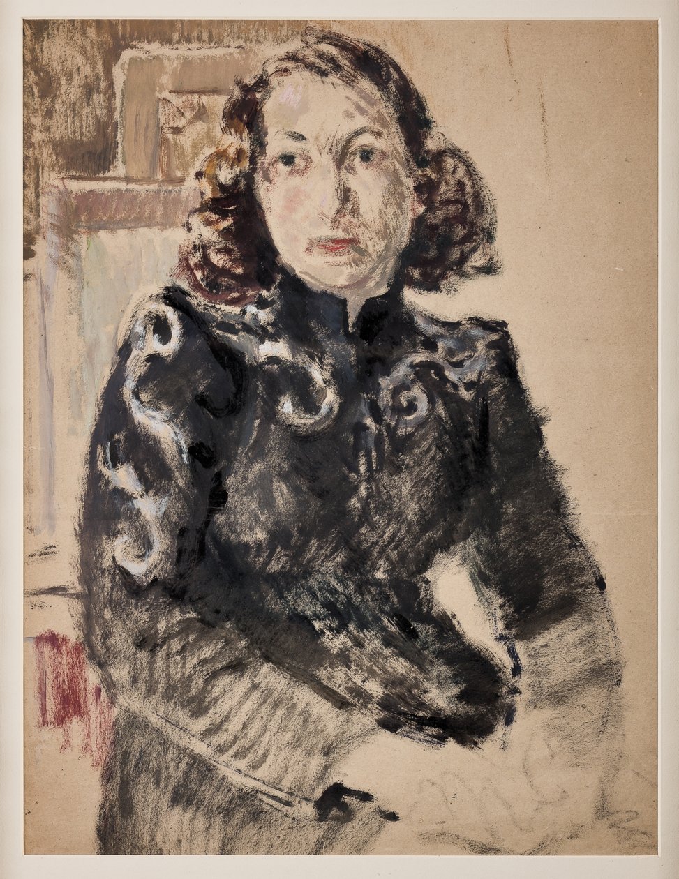 Girl in Black (olja på papper) av Giovanni Forghieri