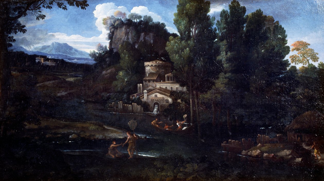 Village (olja på duk) av Giovanni Francesco Grimaldi