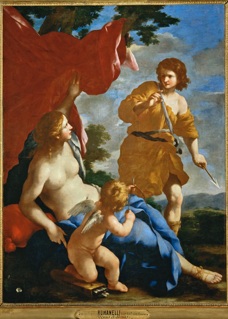 Venus och Adonis på väg till jakten... av Giovanni Francesco (1610 62) Romanelli