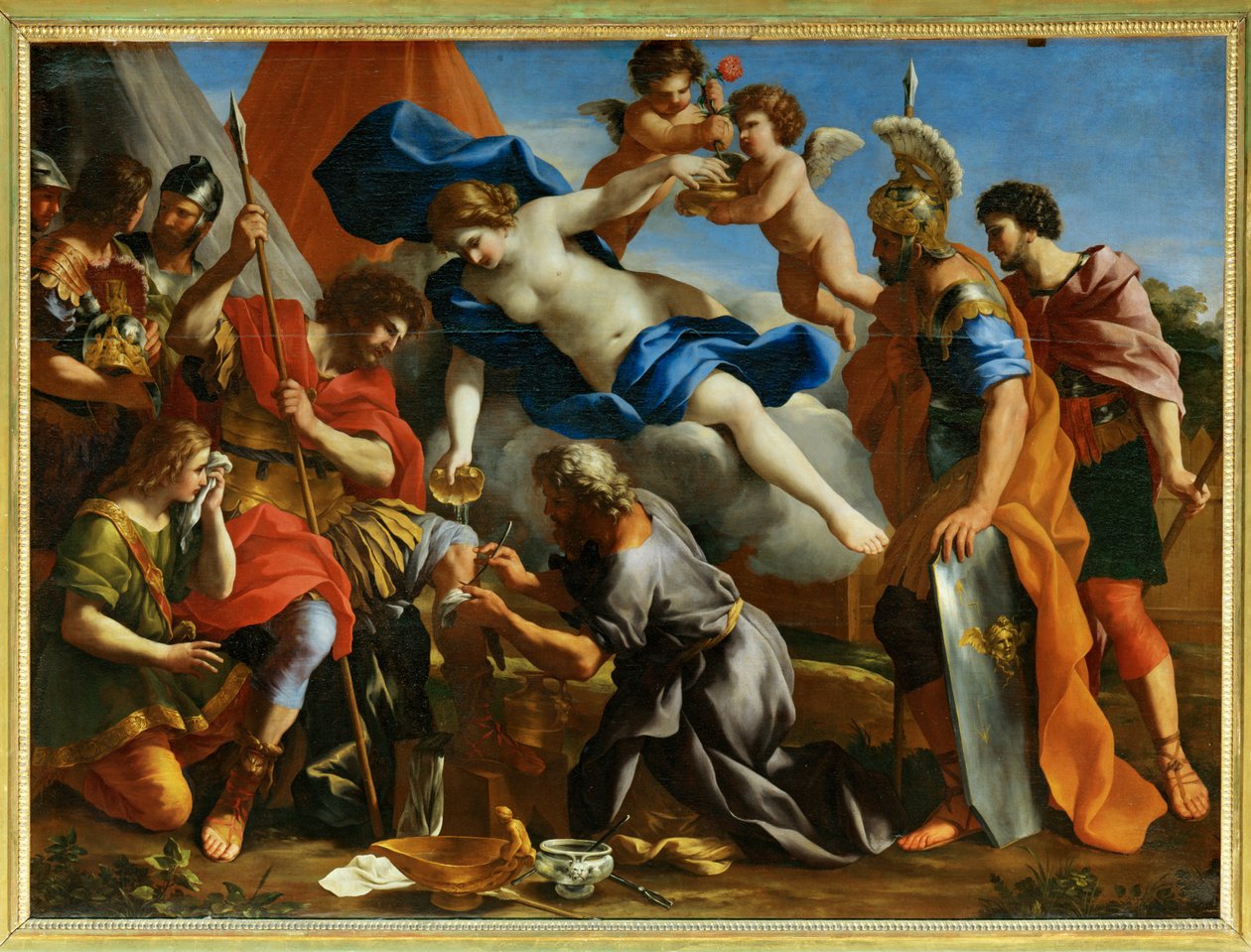 Venus häller dictam på Aeneas sår ... av Giovanni Francesco (1610-62) Romanelli