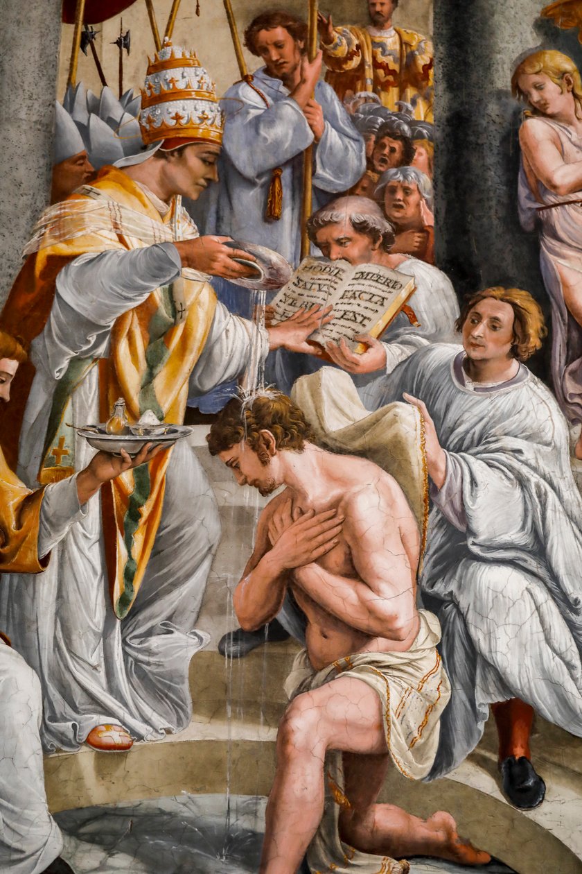 Konstantins dop av påven Sylvester 1. 1517-1524 (fresk) av Giovanni Francesco (c.1488 1528) Penni