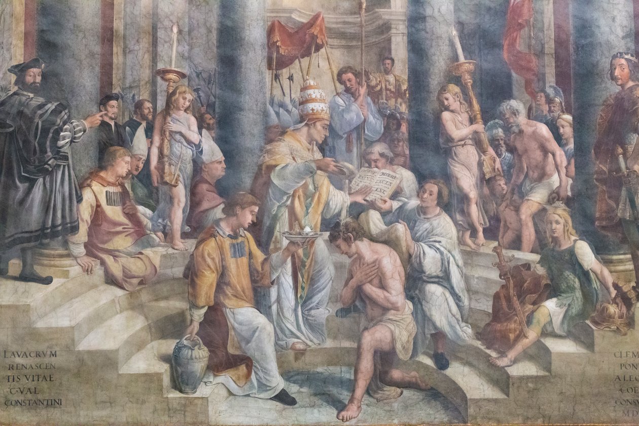 Konstantins dop, detalj, Konstantins rum av Giovanni Francesco (c.1488 1528) Penni