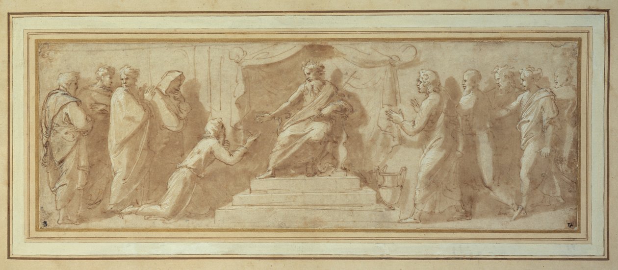 Josef före farao (penna och bläck och tvätt på papper) av Giovanni Francesco (c.1488 1528) Penni
