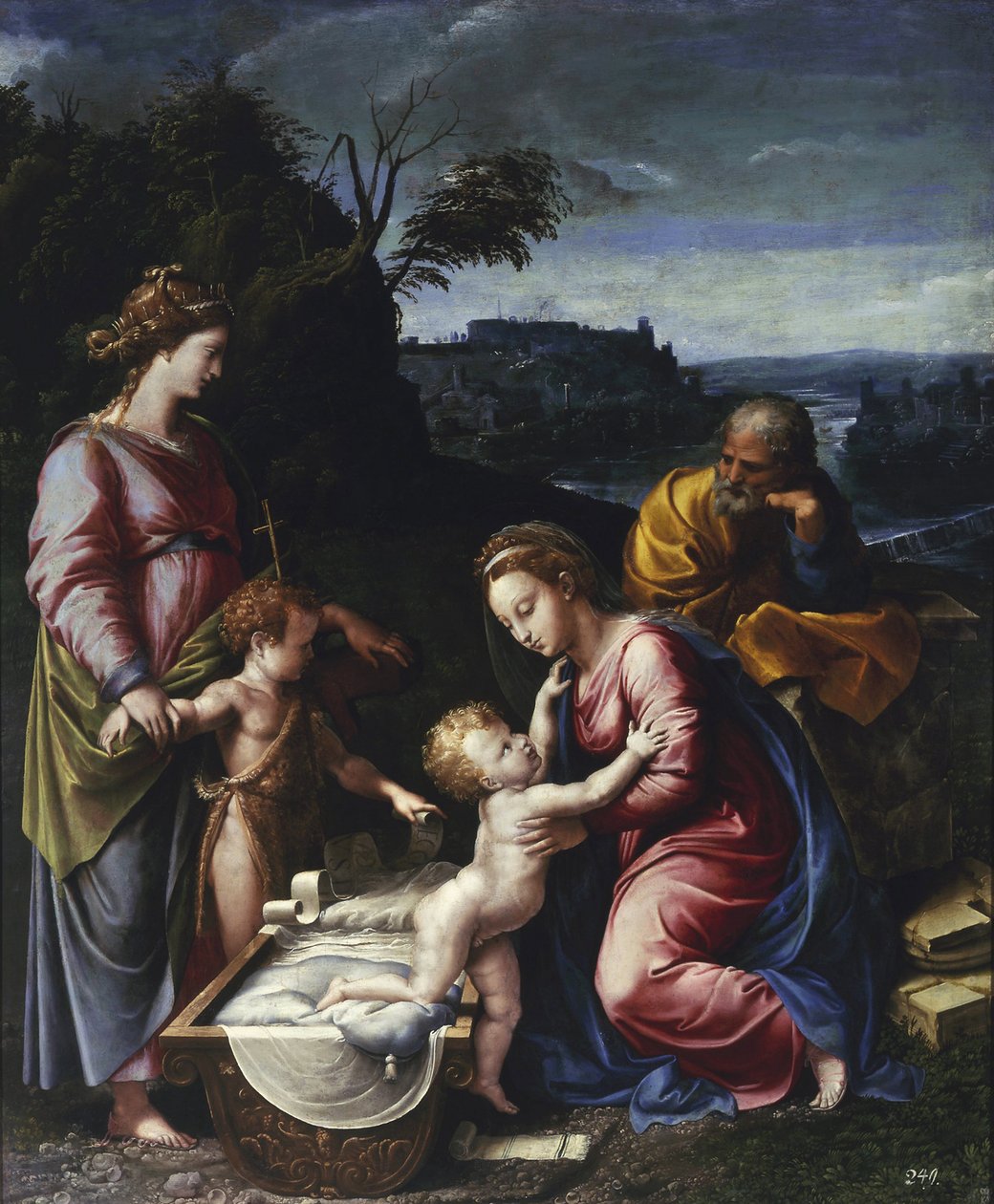 Den heliga familjen med den unge Johannes Döparen och Saint Catherine par Penni, Gianfrancesco (1496-1528). Olja på trä, storlek: 115,5x95, ca. 1525, Muzeum Narodowe, Warszawa av Giovanni Francesco (c.1488 1528) Penni