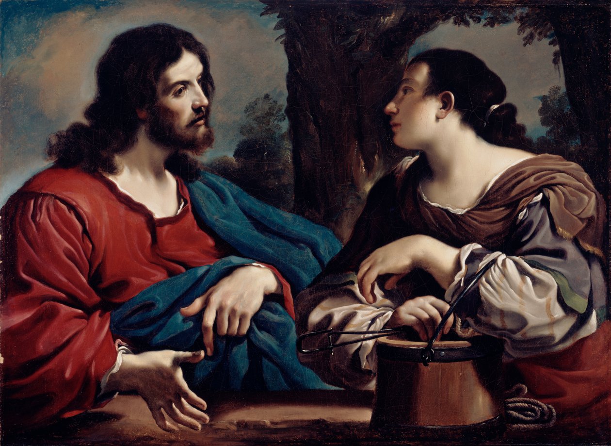 Kristus och kvinnan i Samaria, ca 1620 av Giovanni Francesco Barbieri