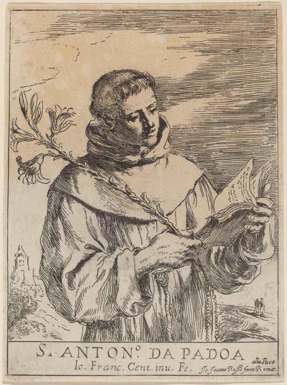 Sankt Antonius av Padua av Giovanni Francesco Barbieri, called Guercino